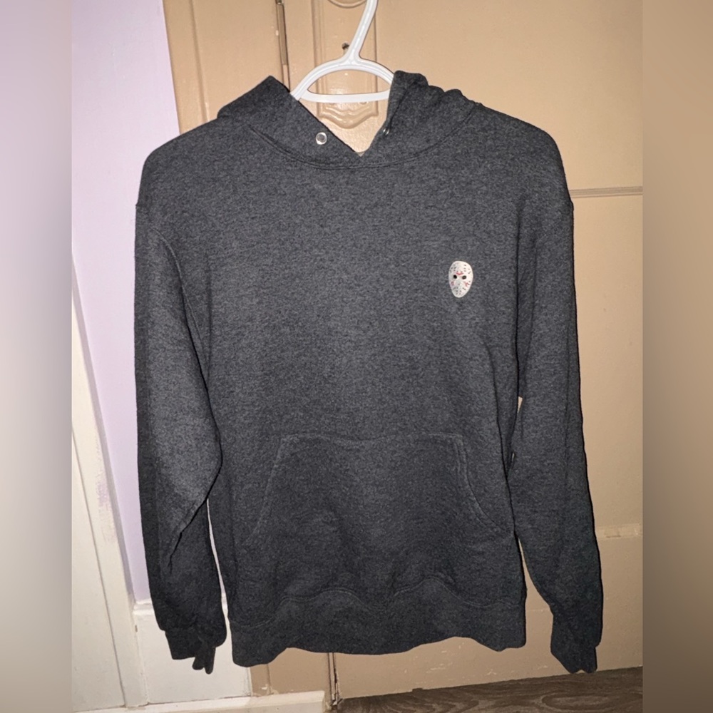Jerzees Charcoal Hoodie with Embroidered Jason Patch